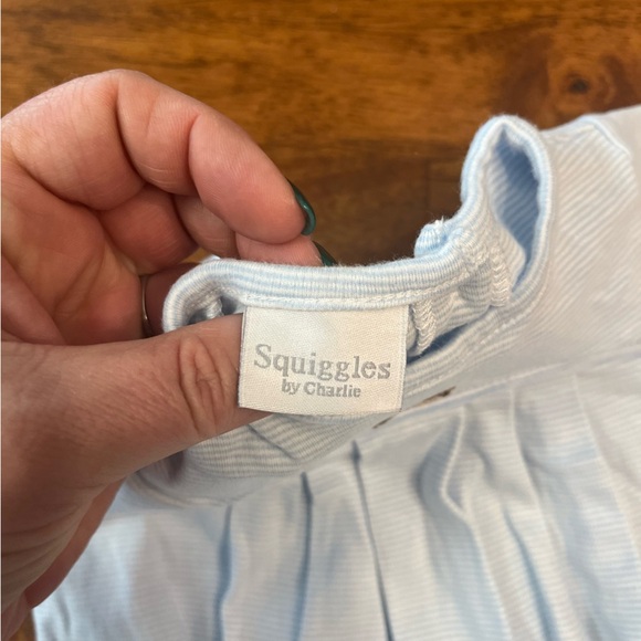 Squiggles Light blue striped 100% Pima cotton gray dog bubble size 6-9 months - Picture 3 of 8